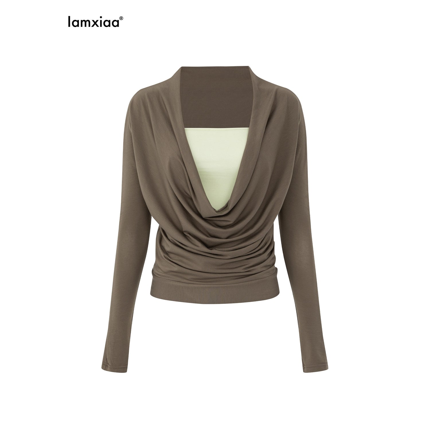 iamxiaa_Two_Tone_Cowl_Bustier_Ruched_Waist_Women&