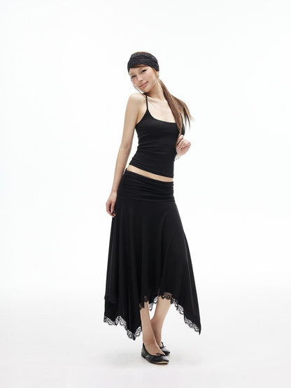 iamxiaa Two Tone Crisscross Open Back Metal Trim U Neck Women&