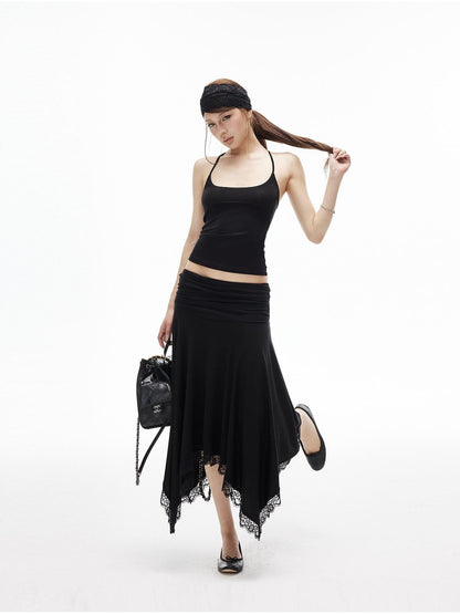 iamxiaa Two Tone Crisscross Open Back Metal Trim U Neck Women&