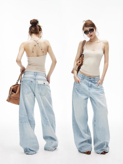 iamxiaa Two Tone Crisscross Open Back Metal Trim U Neck Women&