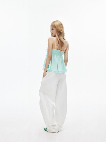 iamxiaa Two Tone Curved Hem Low Waist Women&