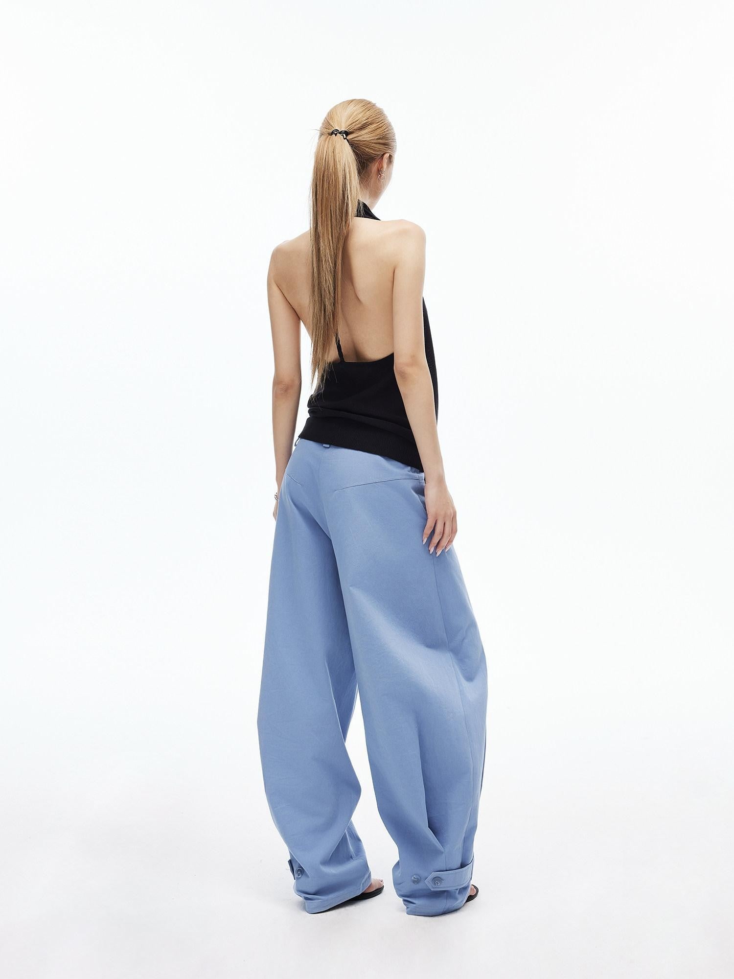 iamxiaa Two Tone Curved Hem Low Waist Women&