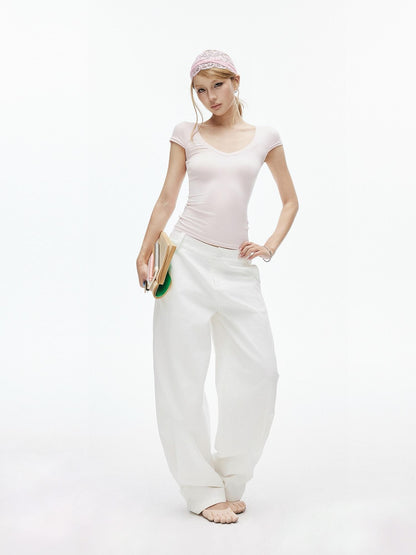 iamxiaa Two Tone Curved Hem Low Waist Women&