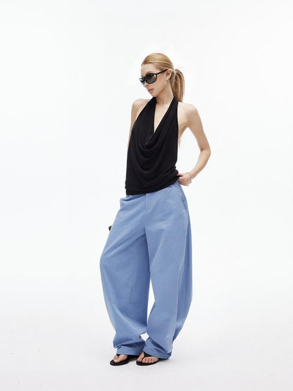 iamxiaa Two Tone Curved Hem Low Waist Women&