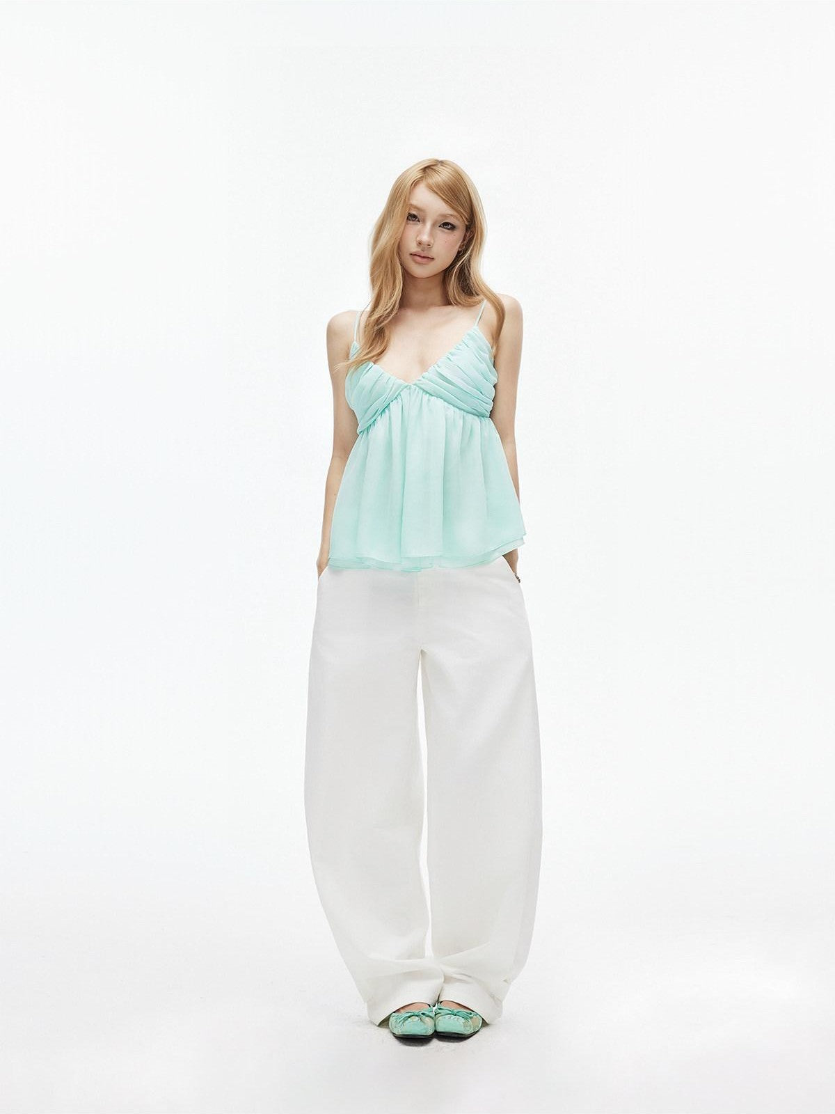 iamxiaa Two Tone Curved Hem Low Waist Women&