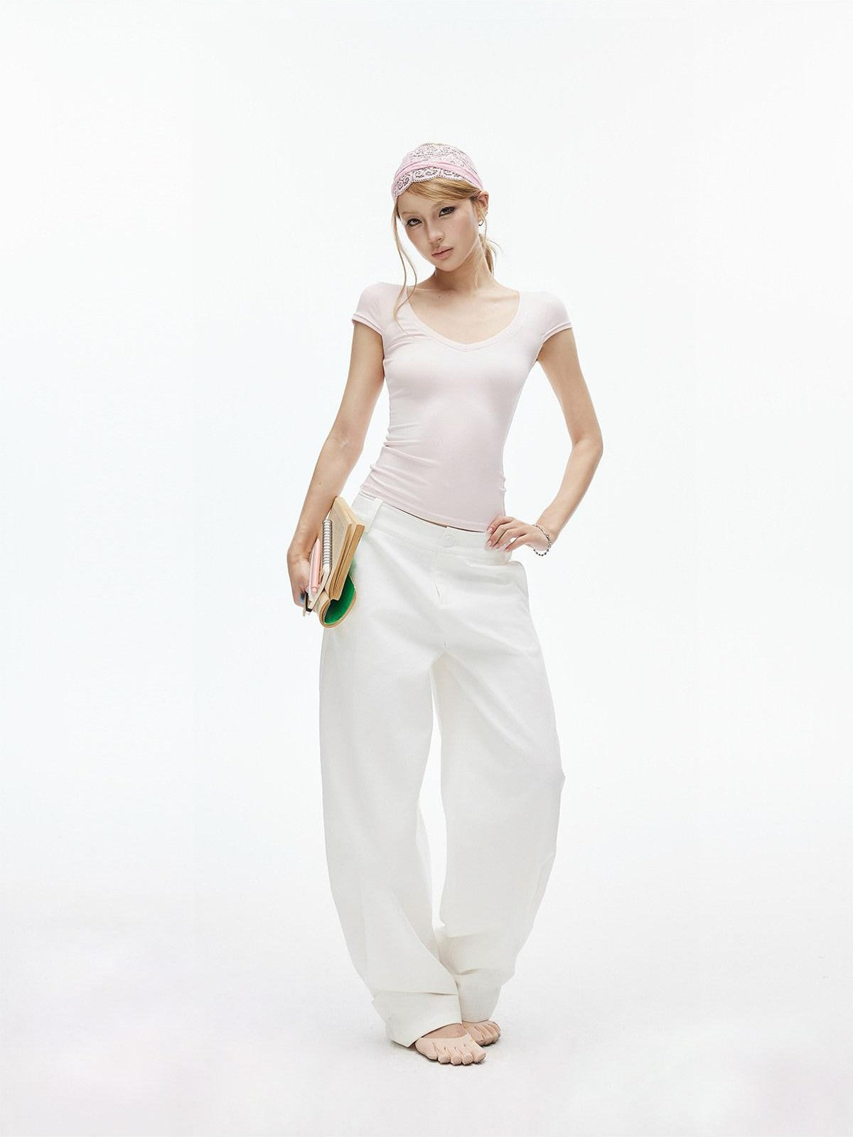 iamxiaa Two Tone Curved Hem Low Waist Women&