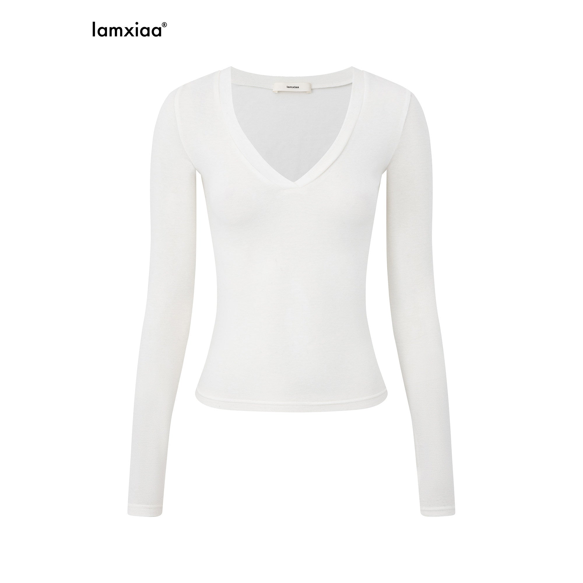iamxiaa_Two_Tone_Deep_V_Thumbhole_Slim_Stretch_Knit_Women&