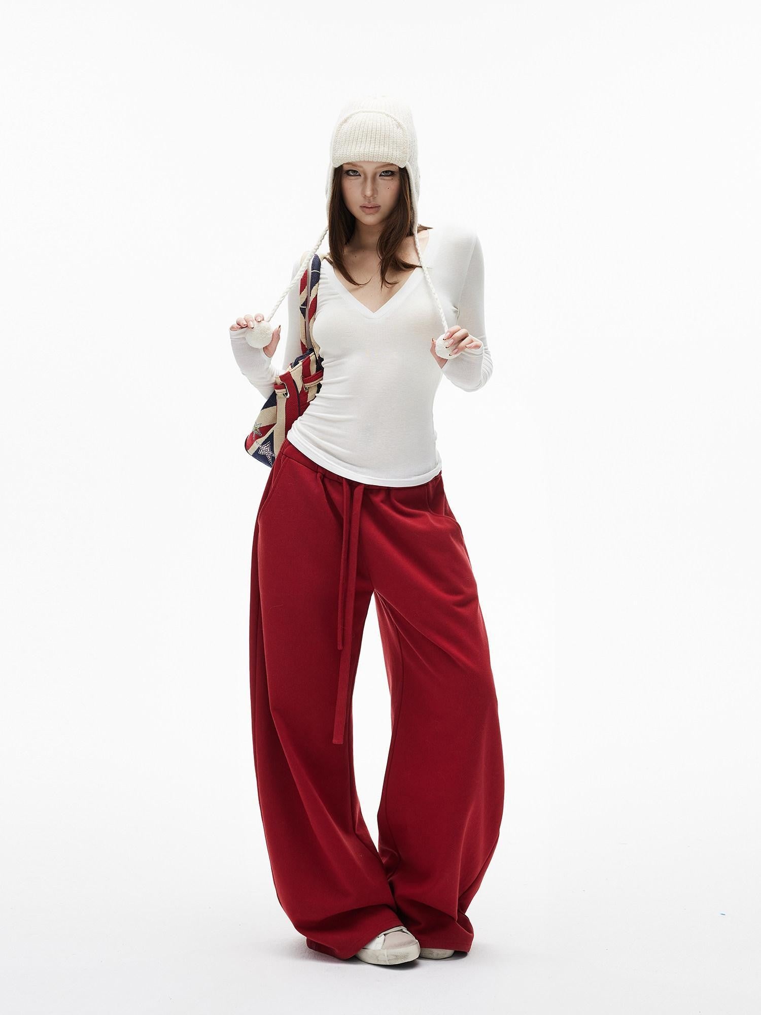 iamxiaa Two Tone Deep V Thumbhole Slim Stretch Knit Women&