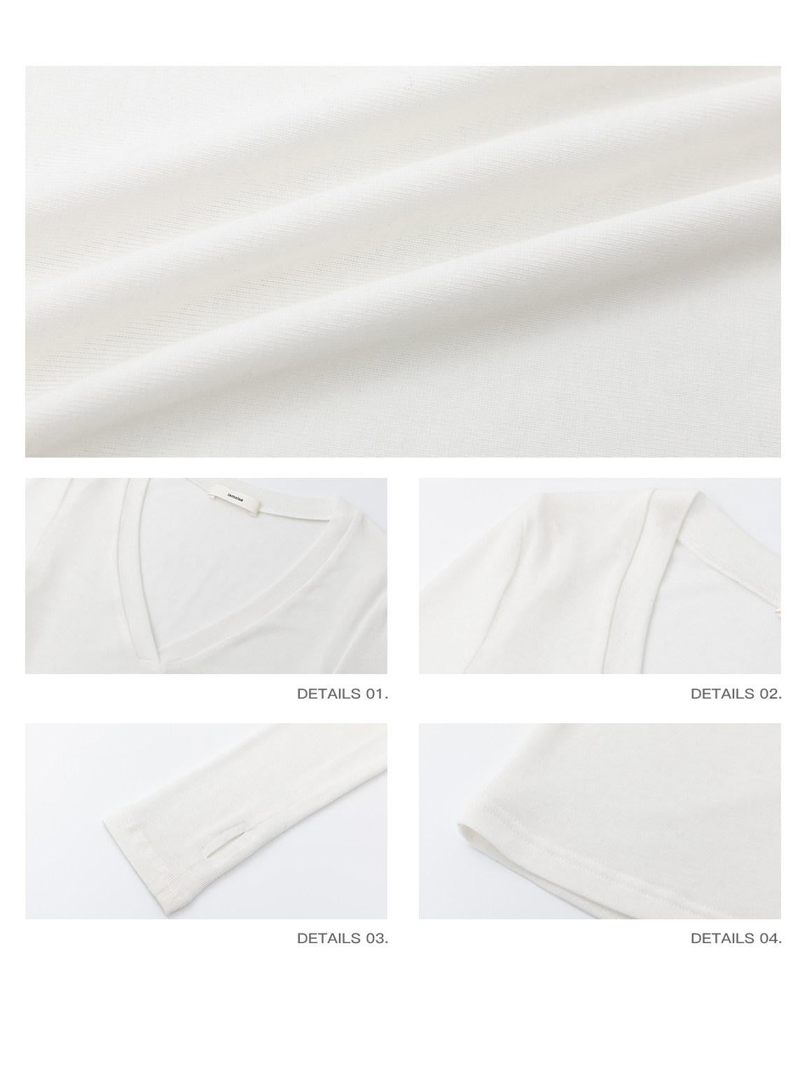 iamxiaa Two Tone Deep V Thumbhole Slim Stretch Knit Women&