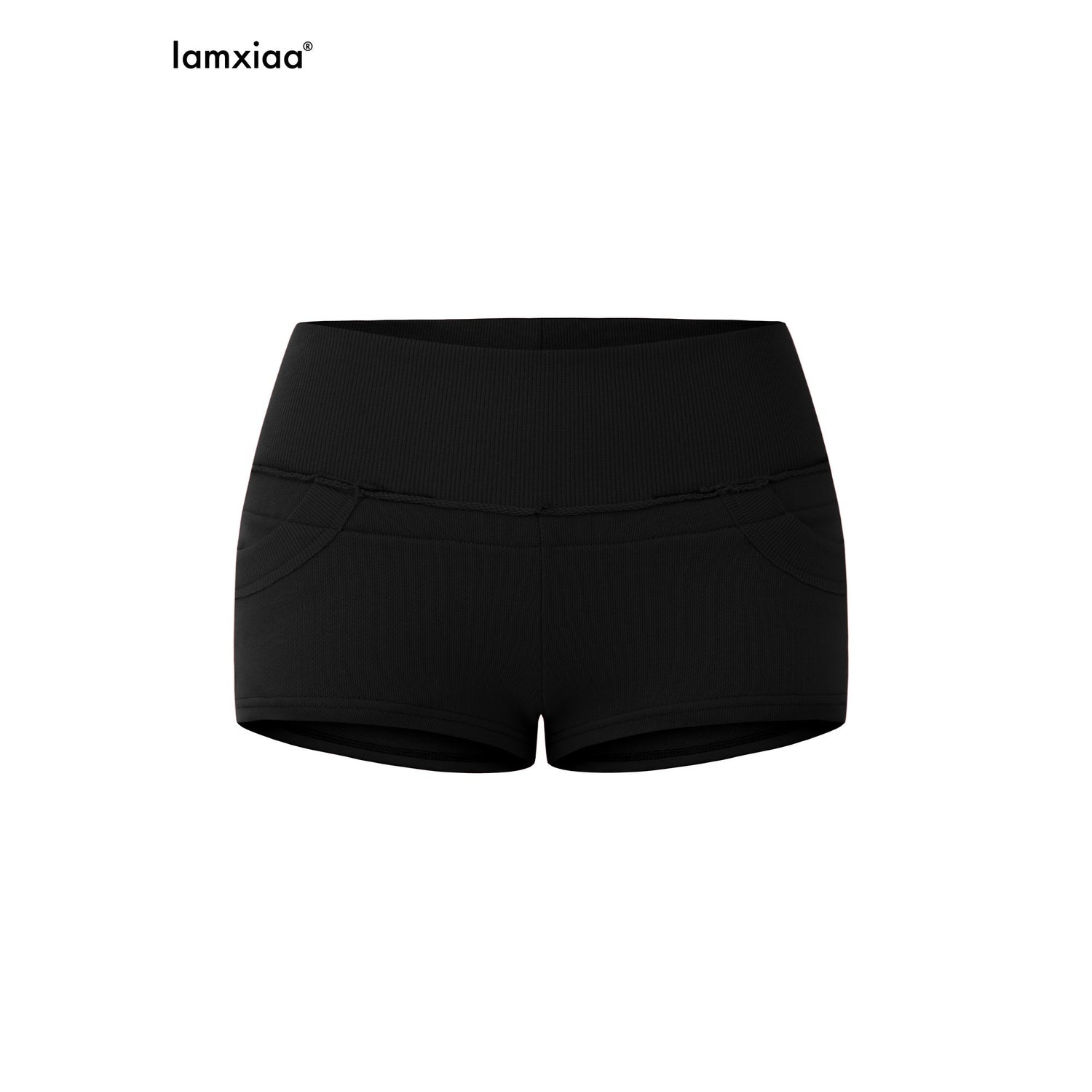 iamxiaa_Two_Tone_Foldable_Hem_Ribbed_Panel_Slimming_Hip_Hugging_Women&