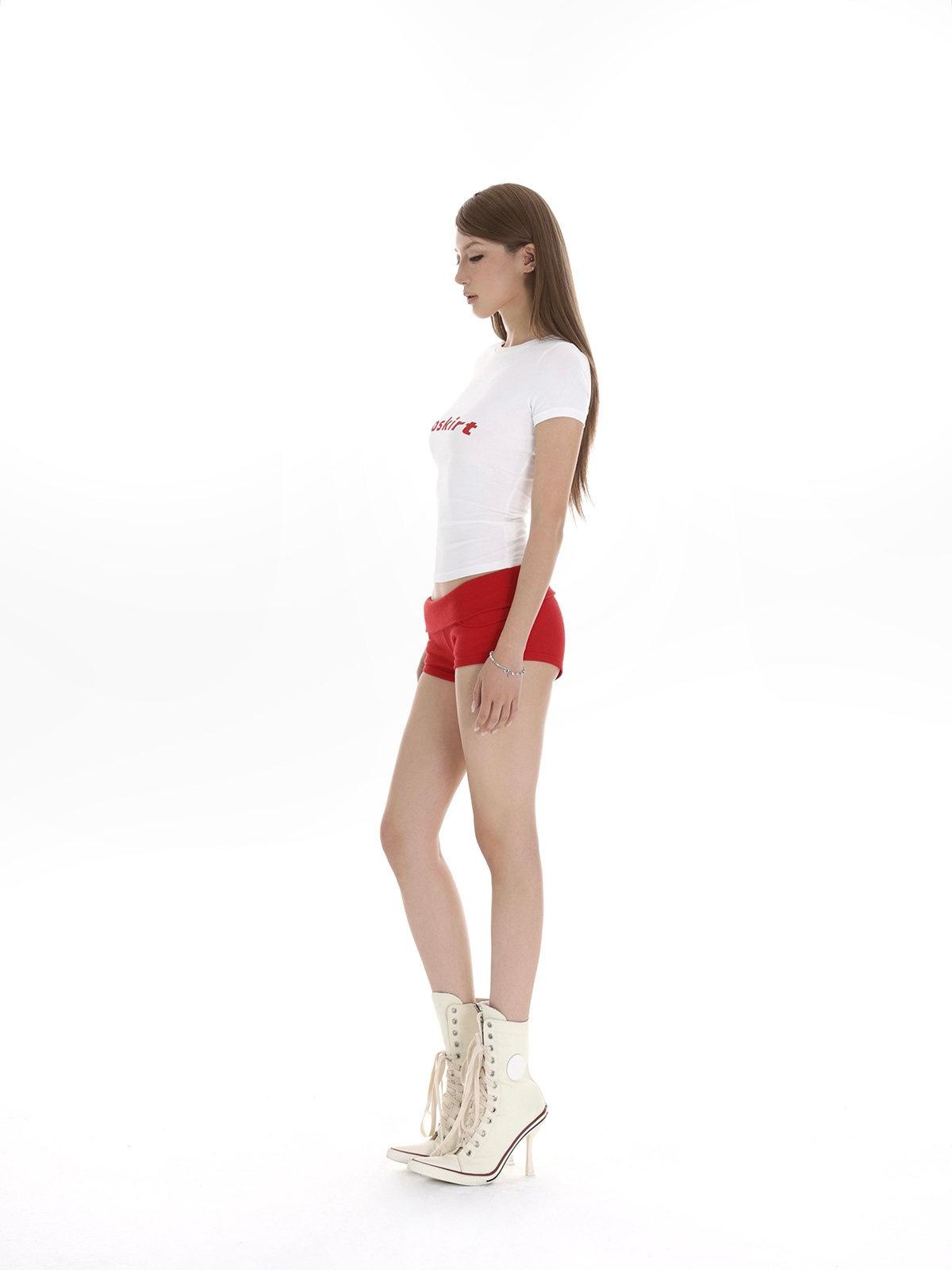 iamxiaa Two Tone Foldable Hem Ribbed Panel Slimming Hip Hugging Women&