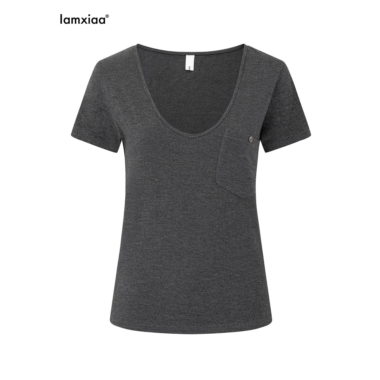 iamxiaa_Two_Tone_Low_V-neck_Small_Pocket_Fitted_Women&