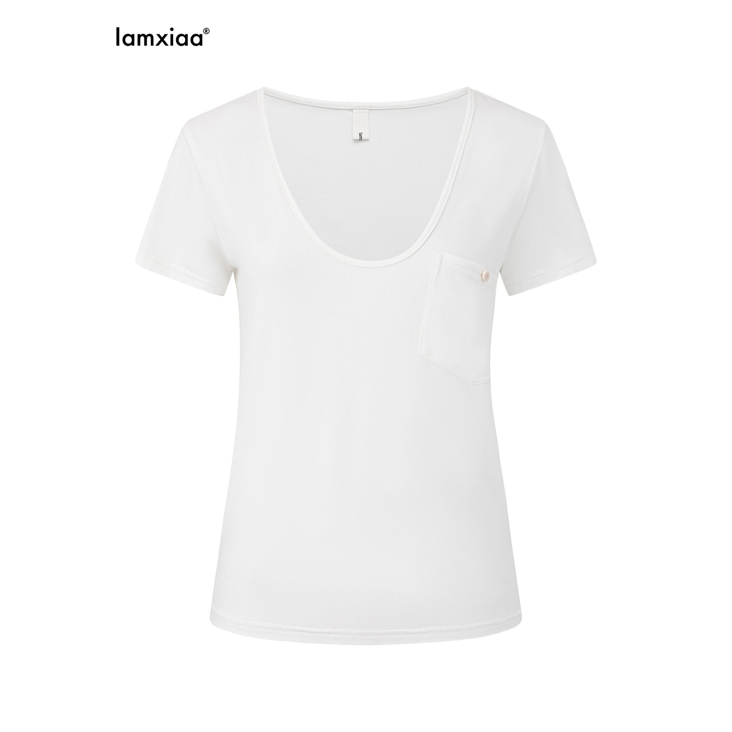 iamxiaa_Two_Tone_Low_V-neck_Small_Pocket_Fitted_Women&