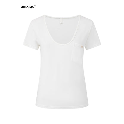 iamxiaa_Two_Tone_Low_V-neck_Small_Pocket_Fitted_Women&