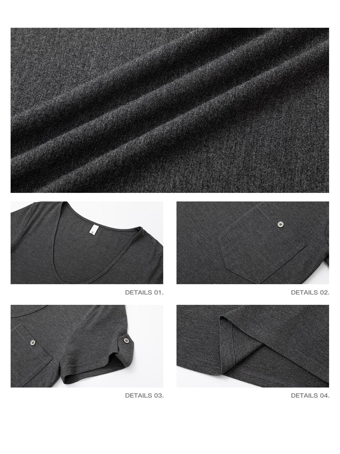 iamxiaa Two Tone Low V-neck Small Pocket Fitted Women&