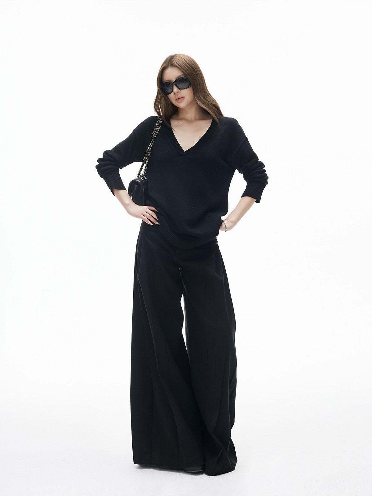 iamxiaa Two Tone Pressed Wide Pleats No Waistband Women&
