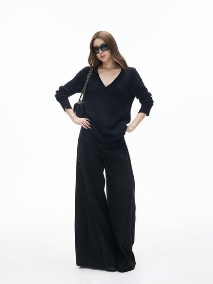 iamxiaa Two Tone Pressed Wide Pleats No Waistband Women&