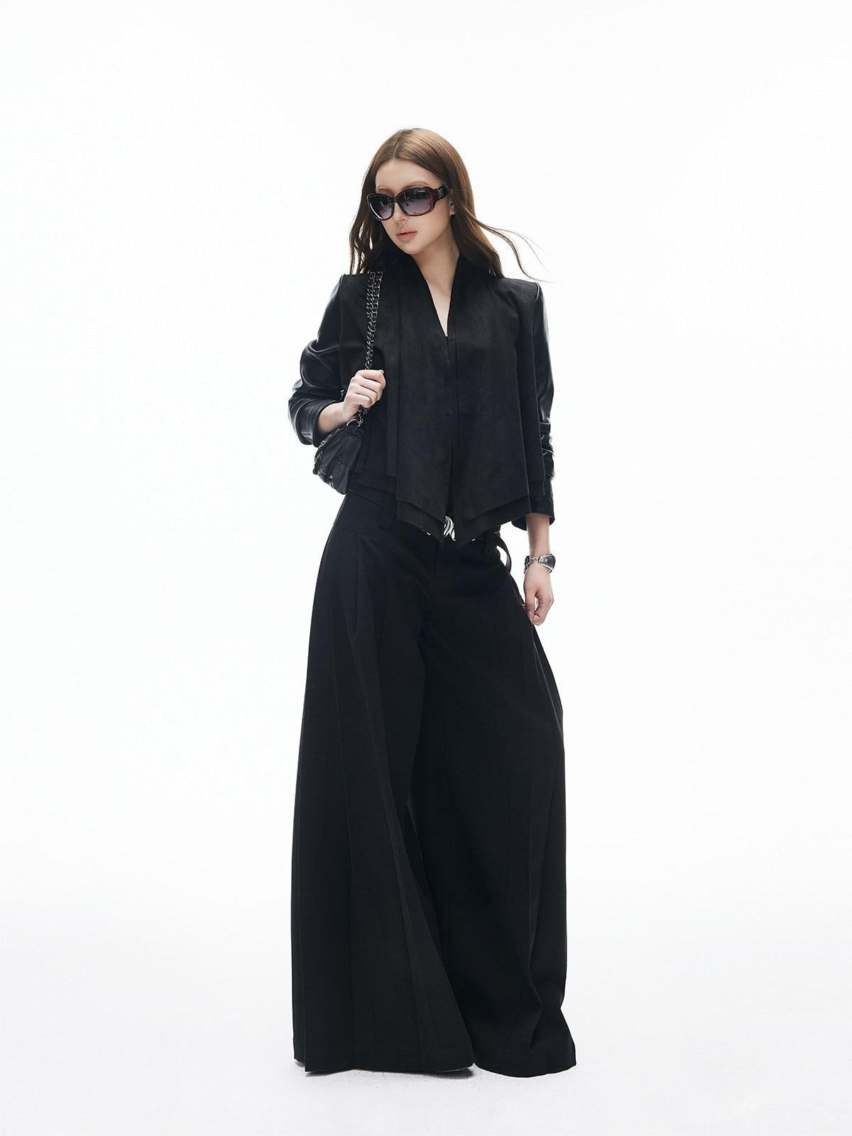 iamxiaa Two Tone Pressed Wide Pleats No Waistband Women&