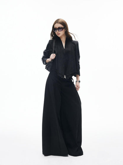 iamxiaa Two Tone Pressed Wide Pleats No Waistband Women&