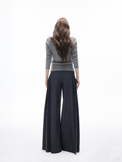 iamxiaa Two Tone Pressed Wide Pleats No Waistband Women&