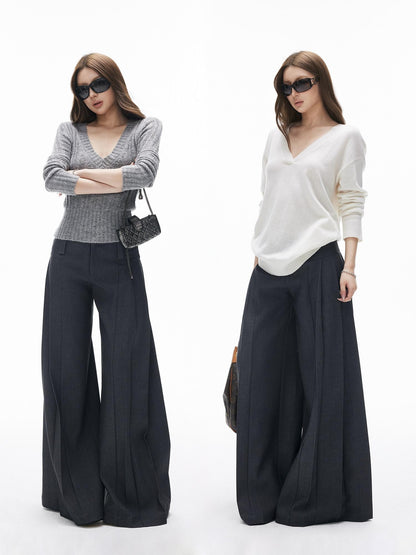 iamxiaa Two Tone Pressed Wide Pleats No Waistband Women&