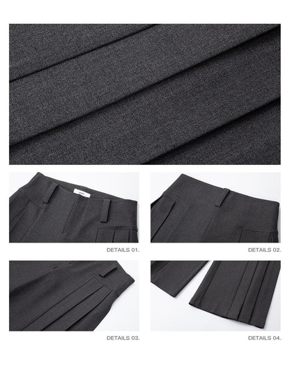 iamxiaa Two Tone Pressed Wide Pleats No Waistband Women&