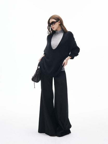 iamxiaa Two Tone Pressed Wide Pleats No Waistband Women&
