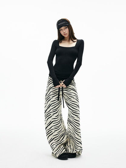 iamxiaa Two Tone Square Neck Slim Thumbhole Women&