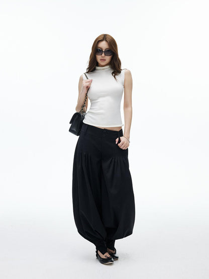 iamxiaa Two Tone Stand Collar Rolled Hem Women&
