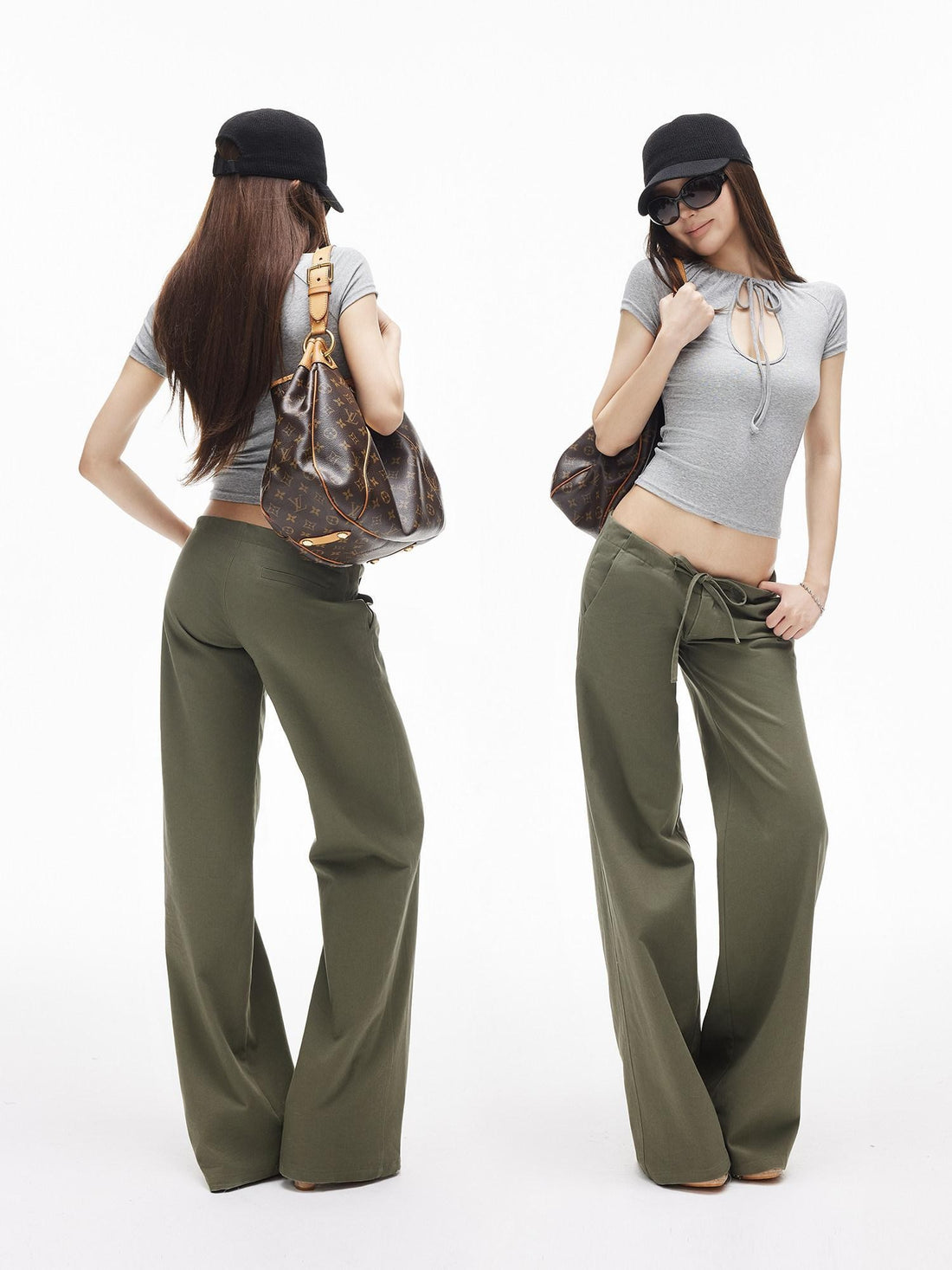 iamxiaa Two Tone Street Low Rise Drawstring Slim Women&