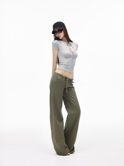 iamxiaa Two Tone Street Low Rise Drawstring Slim Women&
