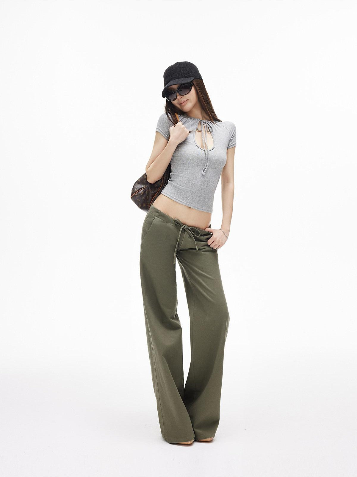 iamxiaa Two Tone Street Low Rise Drawstring Slim Women&