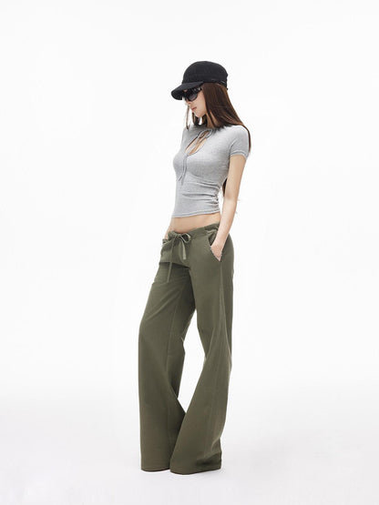 iamxiaa Two Tone Street Low Rise Drawstring Slim Women&