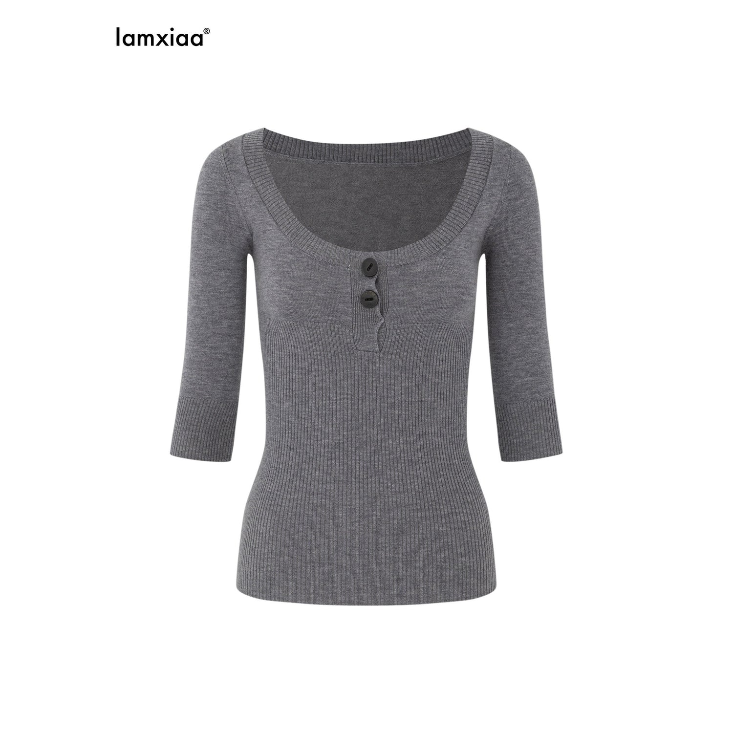 iamxiaa_Two_Tone_U_Neck_Henley_Bone_Button_Women&