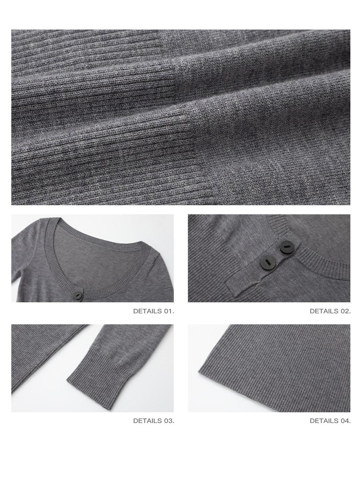 iamxiaa Two Tone U Neck Henley Bone Button Women&