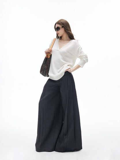 iamxiaa Two Tone V-neck Drop Shoulder Women&