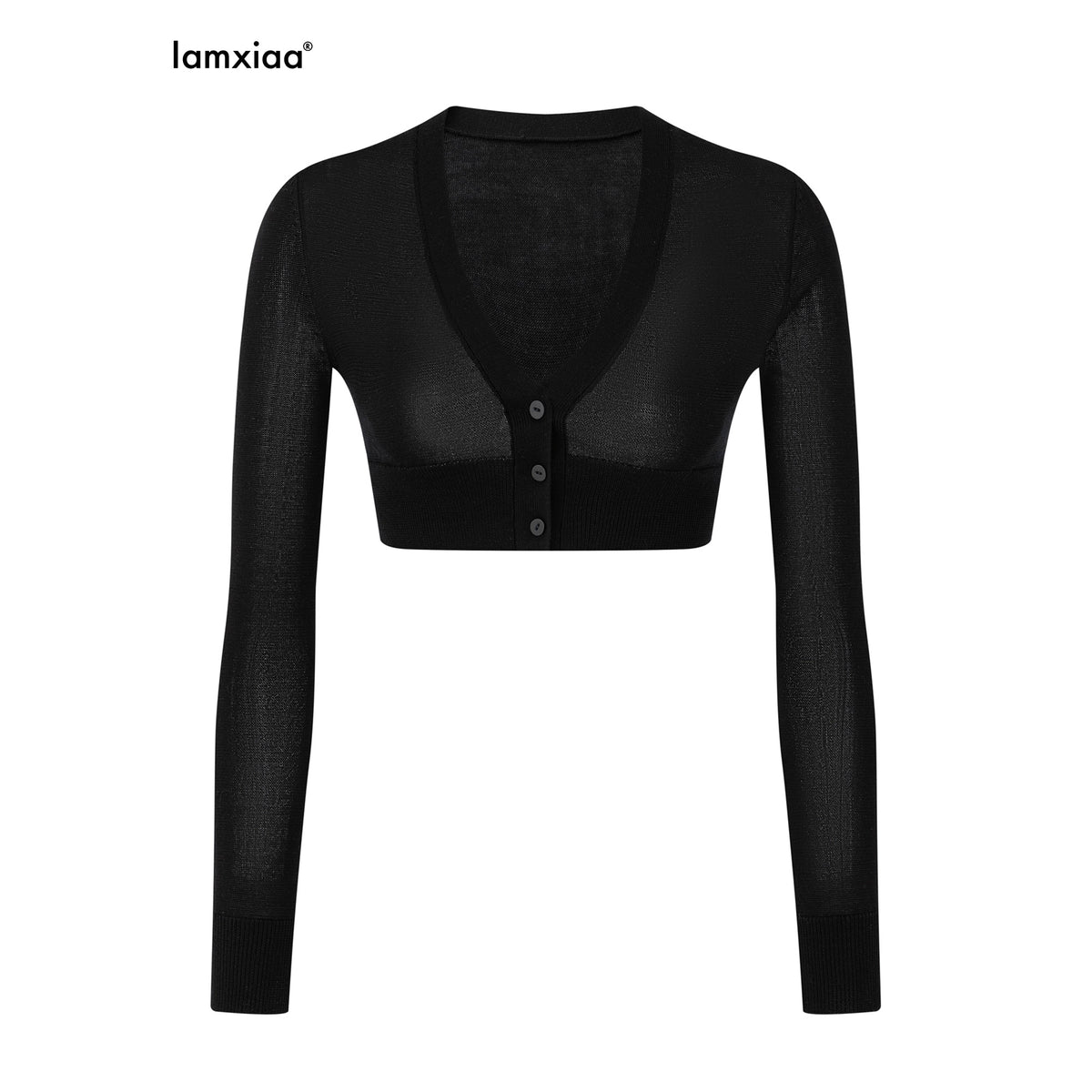 iamxiaa_V-neck_Button_Down_Cropped_Slim_Fit_Lyocell_Knit_Women&