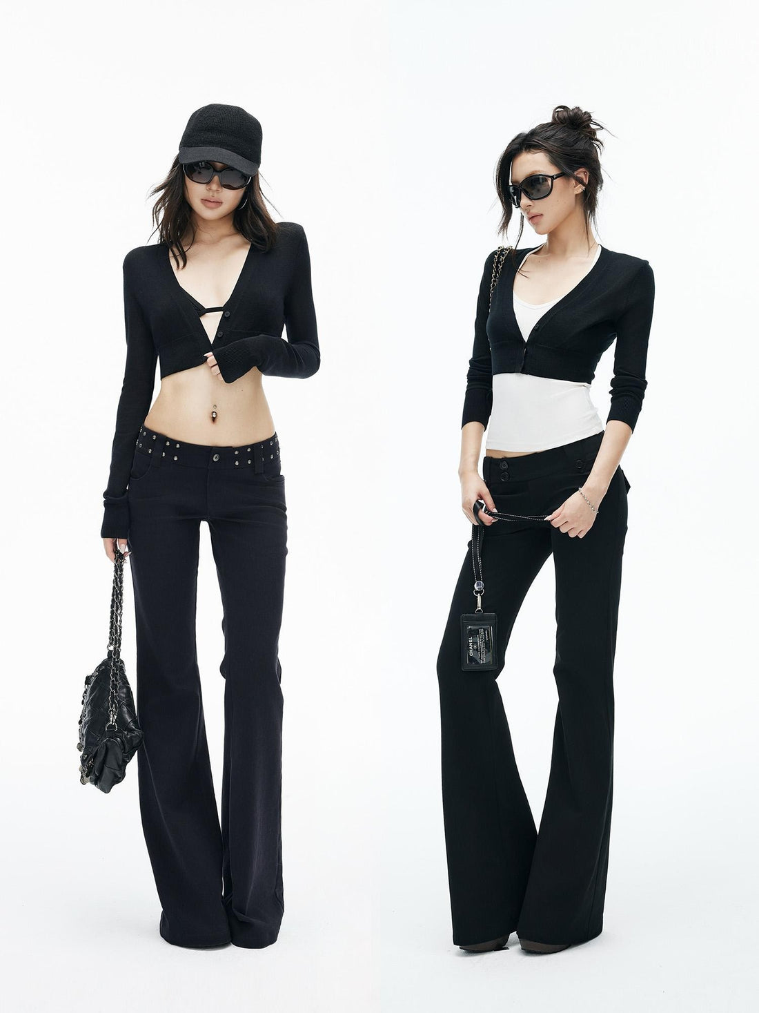 iamxiaa V-neck Button Down Cropped Slim Fit Lyocell Knit Women&