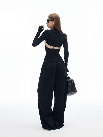 iamxiaa V-neck Halter Waist Cinching Slim Fit Two Piece Women&