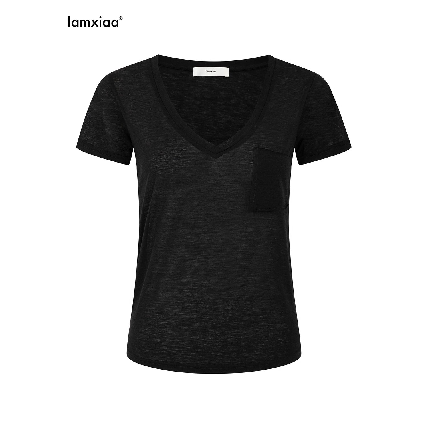 iamxiaa_V-neck_Patch_Pocket_Cap_Sleeve_Women&