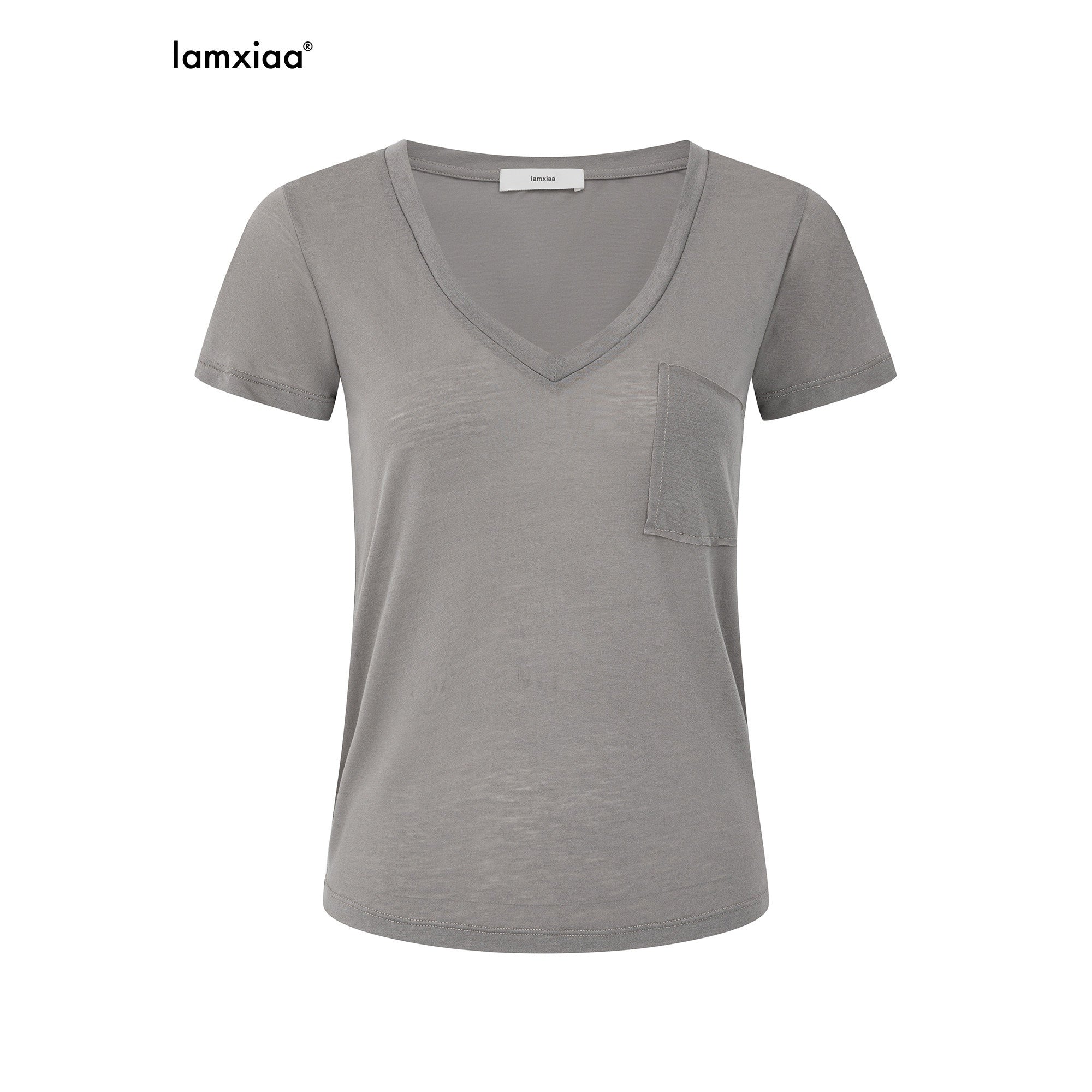 iamxiaa_V-neck_Patch_Pocket_Cap_Sleeve_Women&