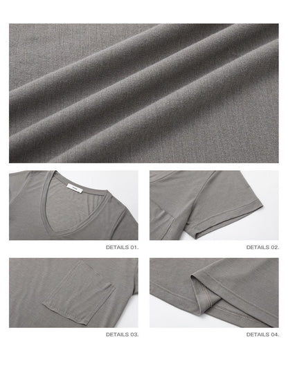 iamxiaa V-neck Patch Pocket Cap Sleeve Women&