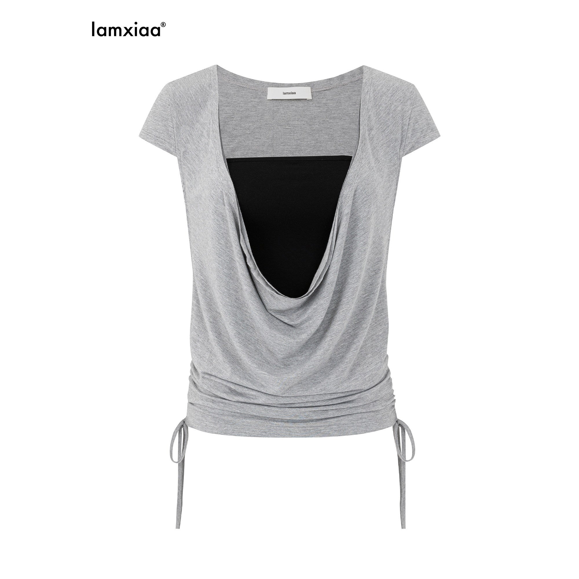 iamxiaa_Versatile_Two_Piece_Plunging_V-neck_Side_Drawstring_Women&
