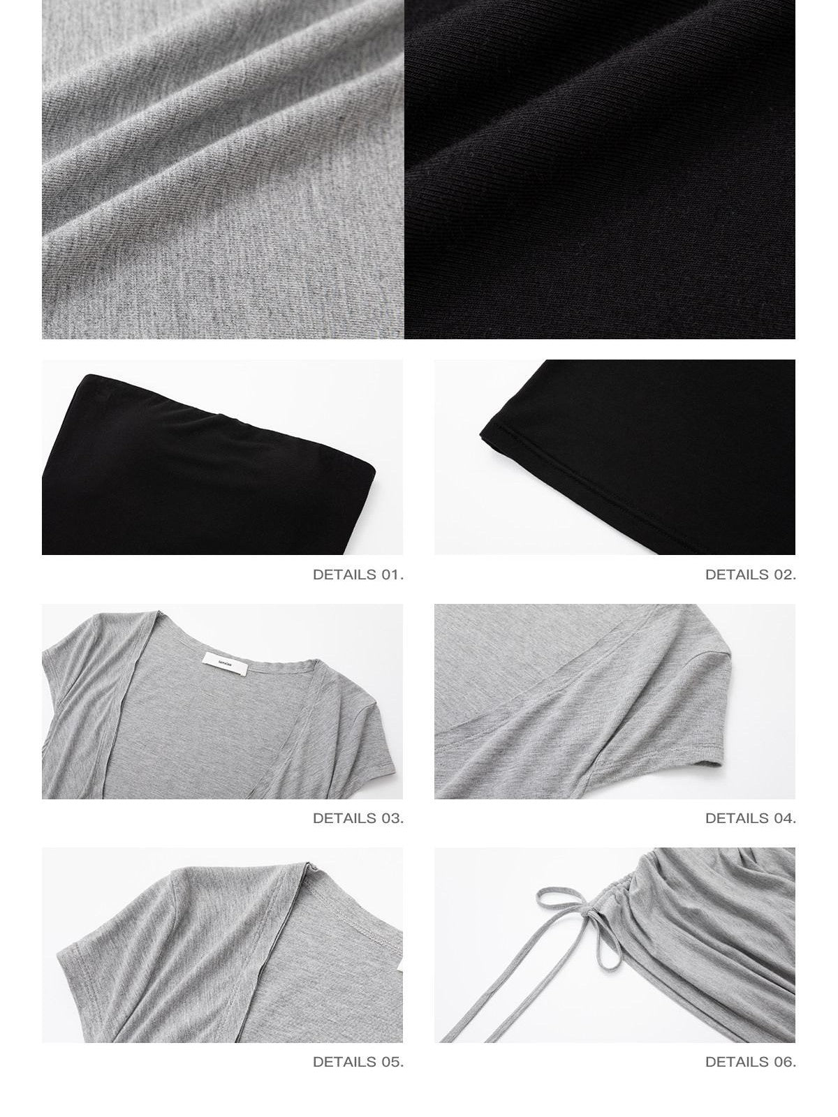 iamxiaa Versatile Two Piece Plunging V-neck Side Drawstring Women&