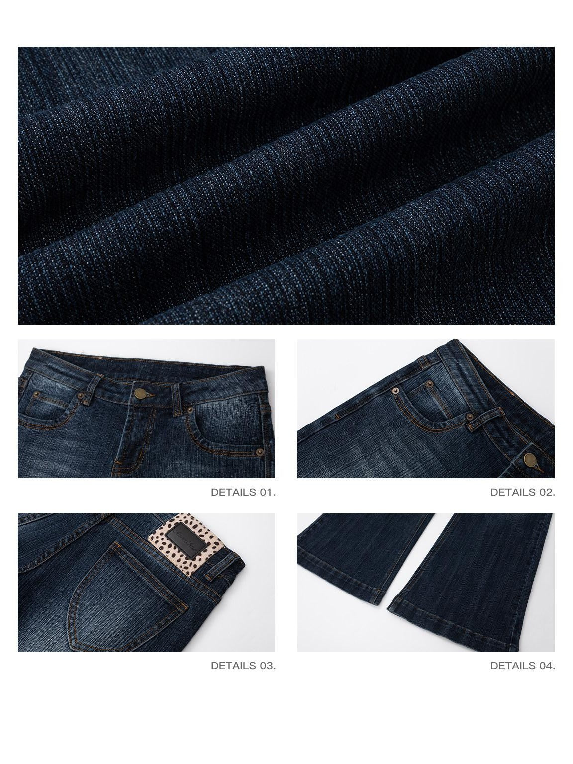 iamxiaa Vertical Ribbed Distressed Indigo Yellow Topstitch Women&