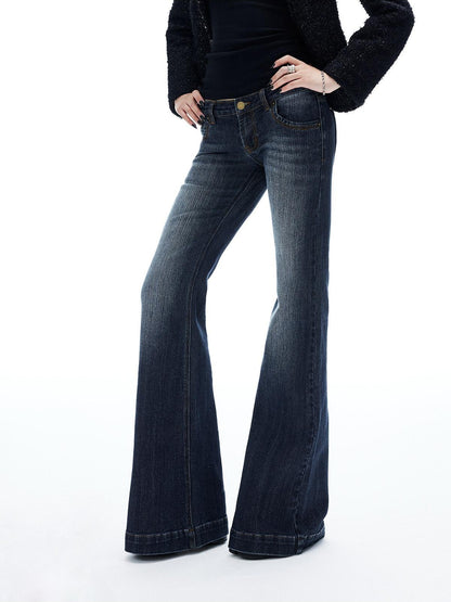 iamxiaa Vertical Ribbed Distressed Indigo Yellow Topstitch Women&