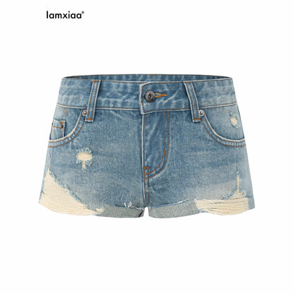 iamxiaa_Vintage_Asymmetrical_Ripped_Low_Rise_Cuffed_Women&