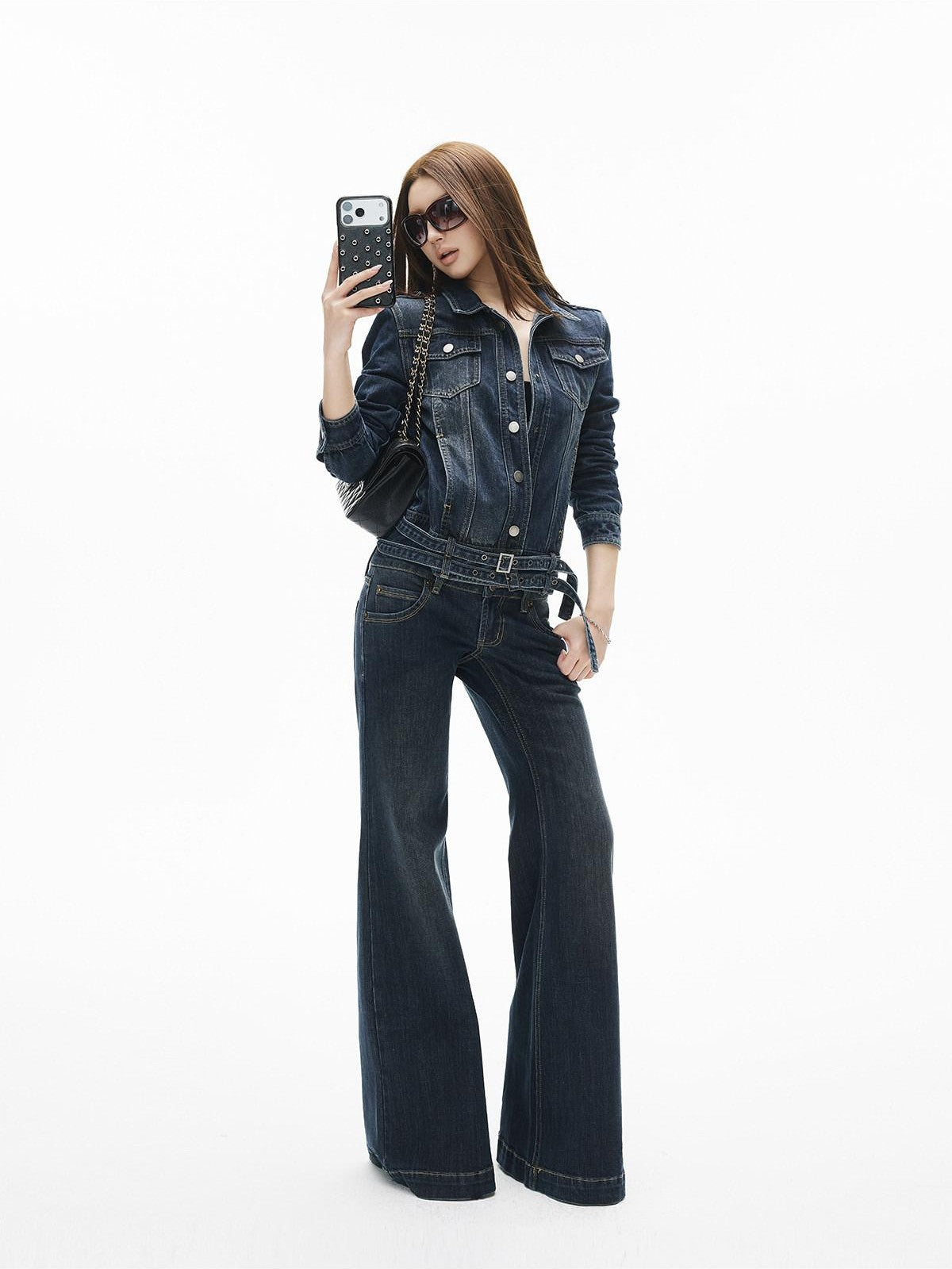 iamxiaa Vintage Blue Washed Low Rise Micro Flare Women&