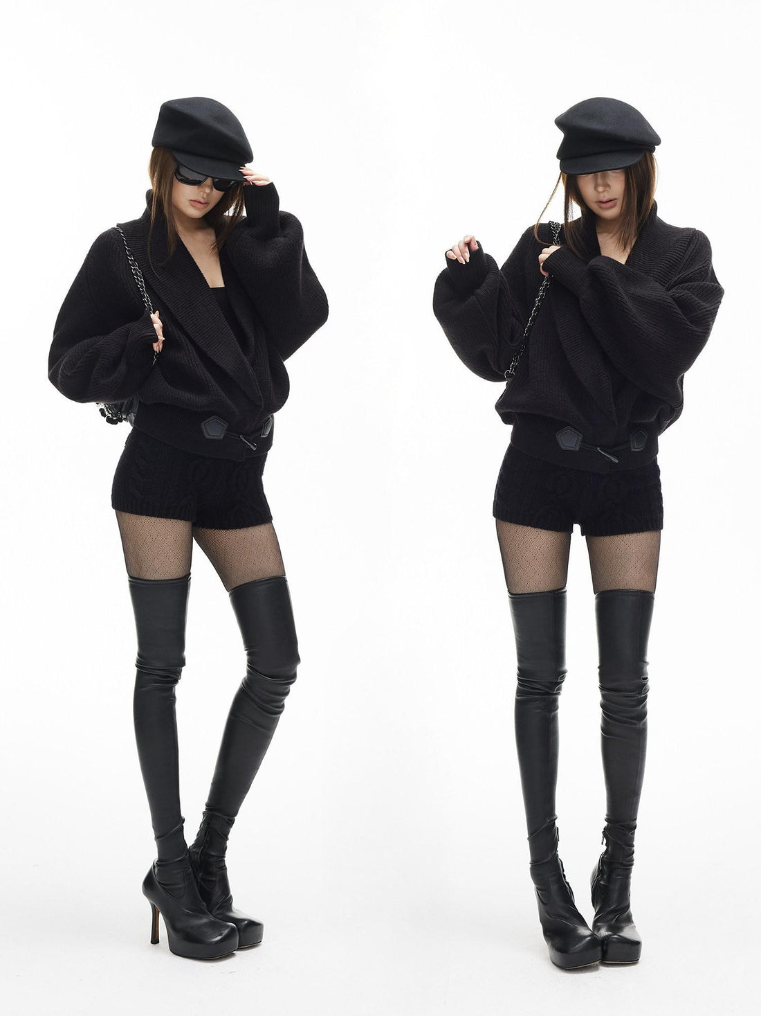 iamxiaa Vintage Chunky Cable Knit Ribbed Slim Women&