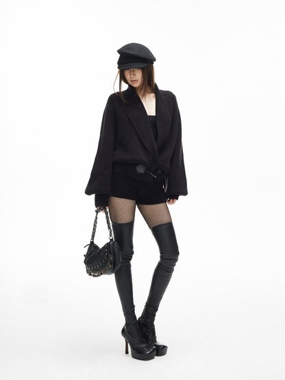 iamxiaa Vintage Chunky Cable Knit Ribbed Slim Women&